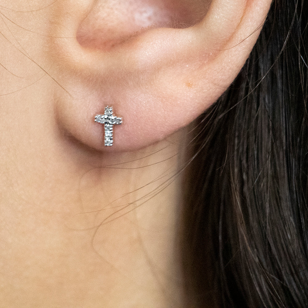Small Diamond Cross Earrings 14kt – The Diamondaire Shop
